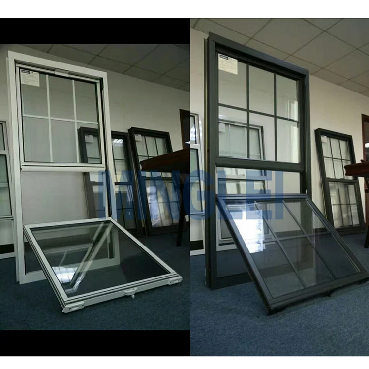 MInglei New Design American Style Residential Vertical Sliding Black Aluminum Single and Double Hung Windows