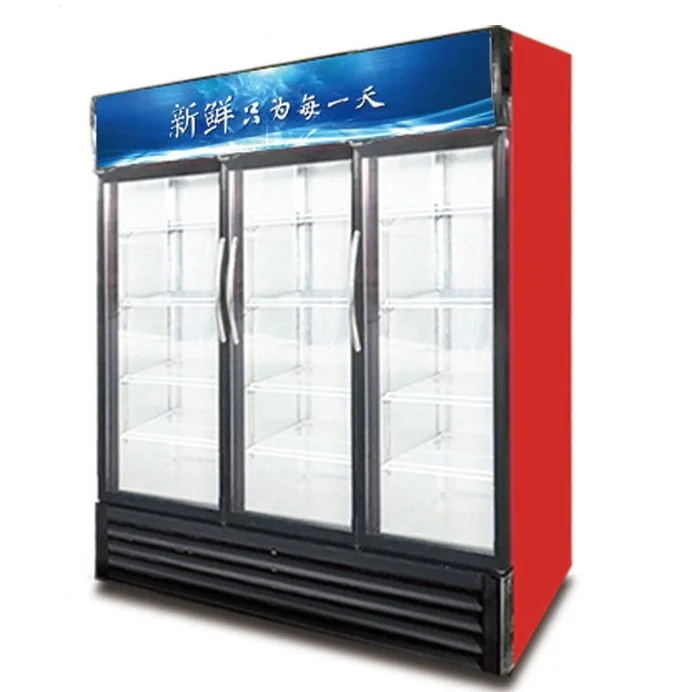 JINBEST Standard Display Refrigerator Cabinet Display Case Upright Refrigerator 3 Door Straight-cold