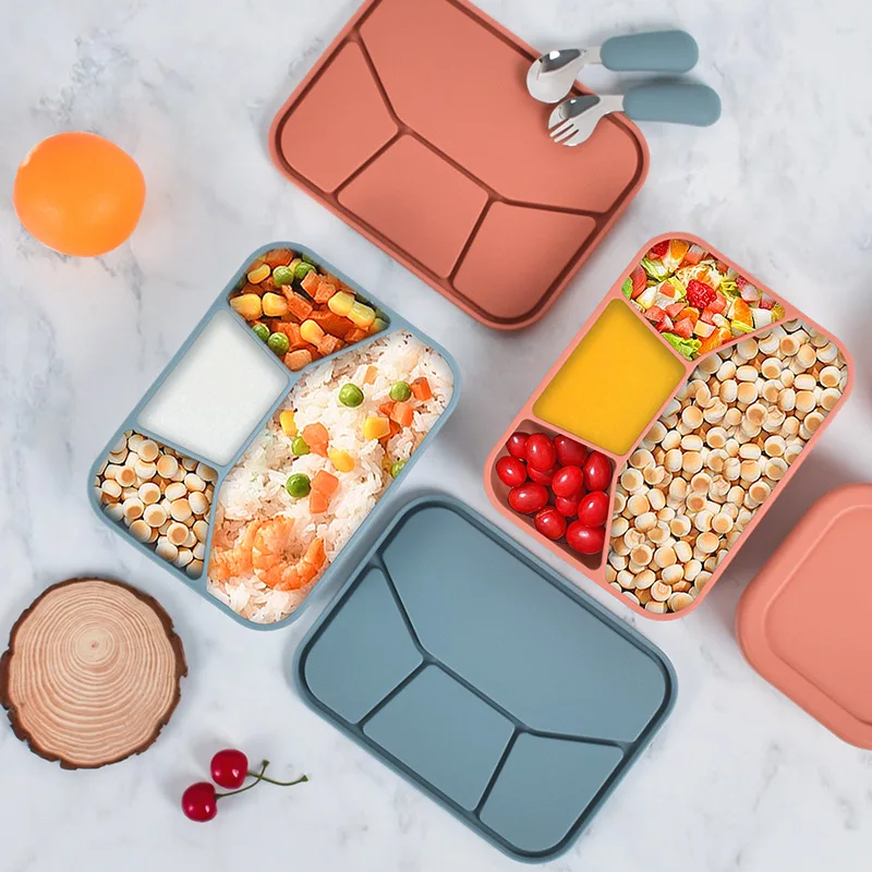Eco-friendly microwaveable stackable food lunch with lid fruit silicone storage container bento box durable lunch box