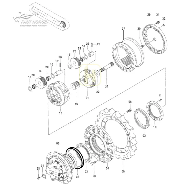 Hangood excavator parts ZX120 gearbox reducer ZAX120 ZAXIS120 planetary gearbox 9180731 9181123 travel Motor gearboxes