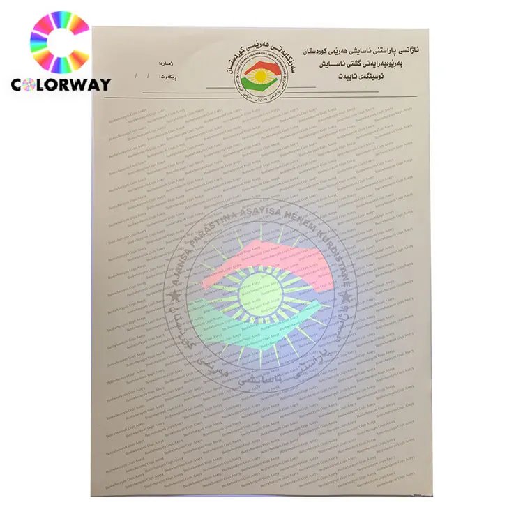 Watermark uv visible invisible fiber bond paper hologram anti-counterfeiting certificate document security ticket paper printing