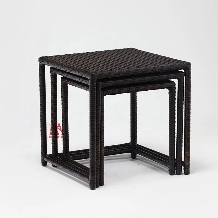 In Stock Factory Discount Price 3-Piece Rattan Wicker Steel CoffeeTable Set Cheap Garden Outdoor Terrace Side Tabe Furniture