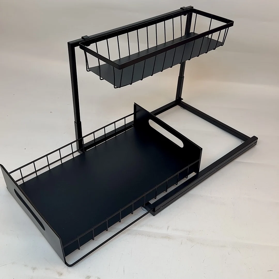 Professional Kitchen and Bathroom Under-sink Organizer Storage Rack Black Kitchen Accessories Storage Holders & Racks TUV/FDA