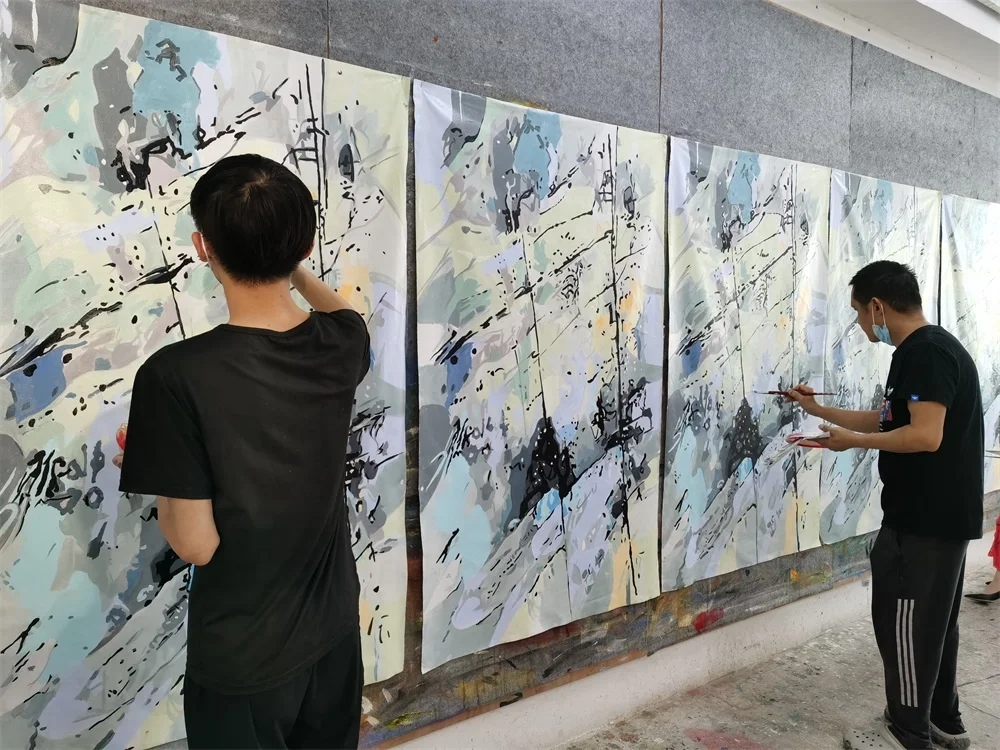 Relief Handmade Oil Paintings Acrylic Heavy Texture Artworks Modern Design Decorative Canvas Dark Blue Abstract Art Wall