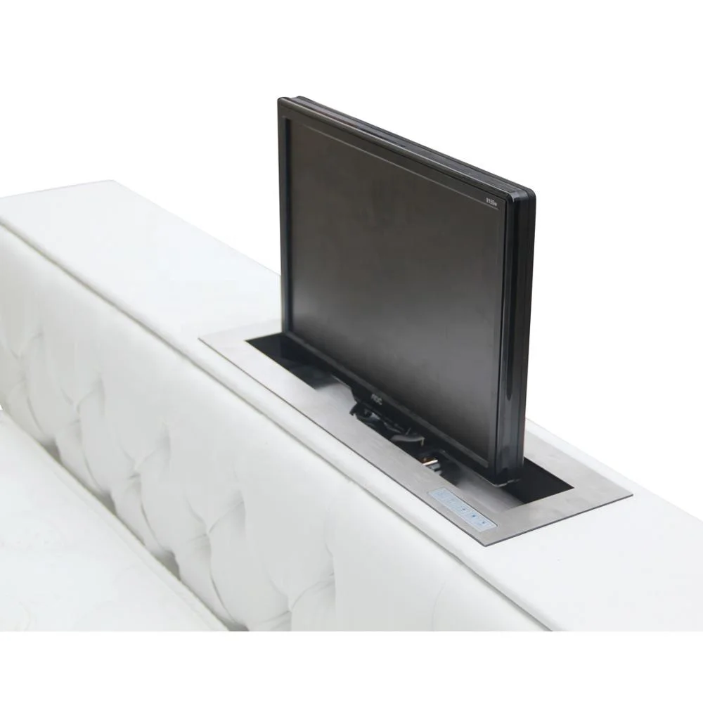 High Quality Modern Bedroom Bed with TV Footboard Soft Adjustable Leather Upholstery Wood Panel Frame for Home Hotel