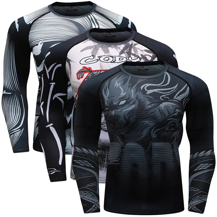 Mens long sleeve tshirts custom rashguards jiu jitsu mma bjj rash guard