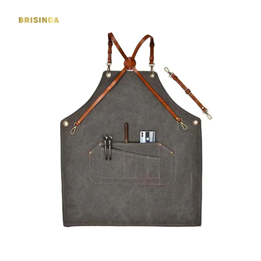 Leather strap cotton kitchen apron customization salon pattern  aprons