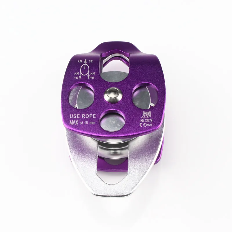 Heavy duty CE standard outdoor climbing protection double wheel pulley