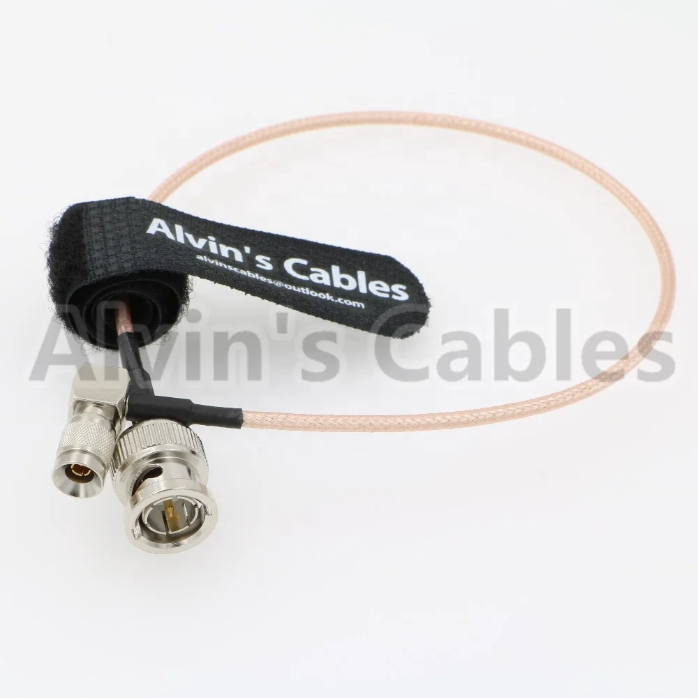 
75ohm RG179 SDI BNC Male Straight to DIN 1.0/2.3 Right Angle Power Cable for Blackmagic 