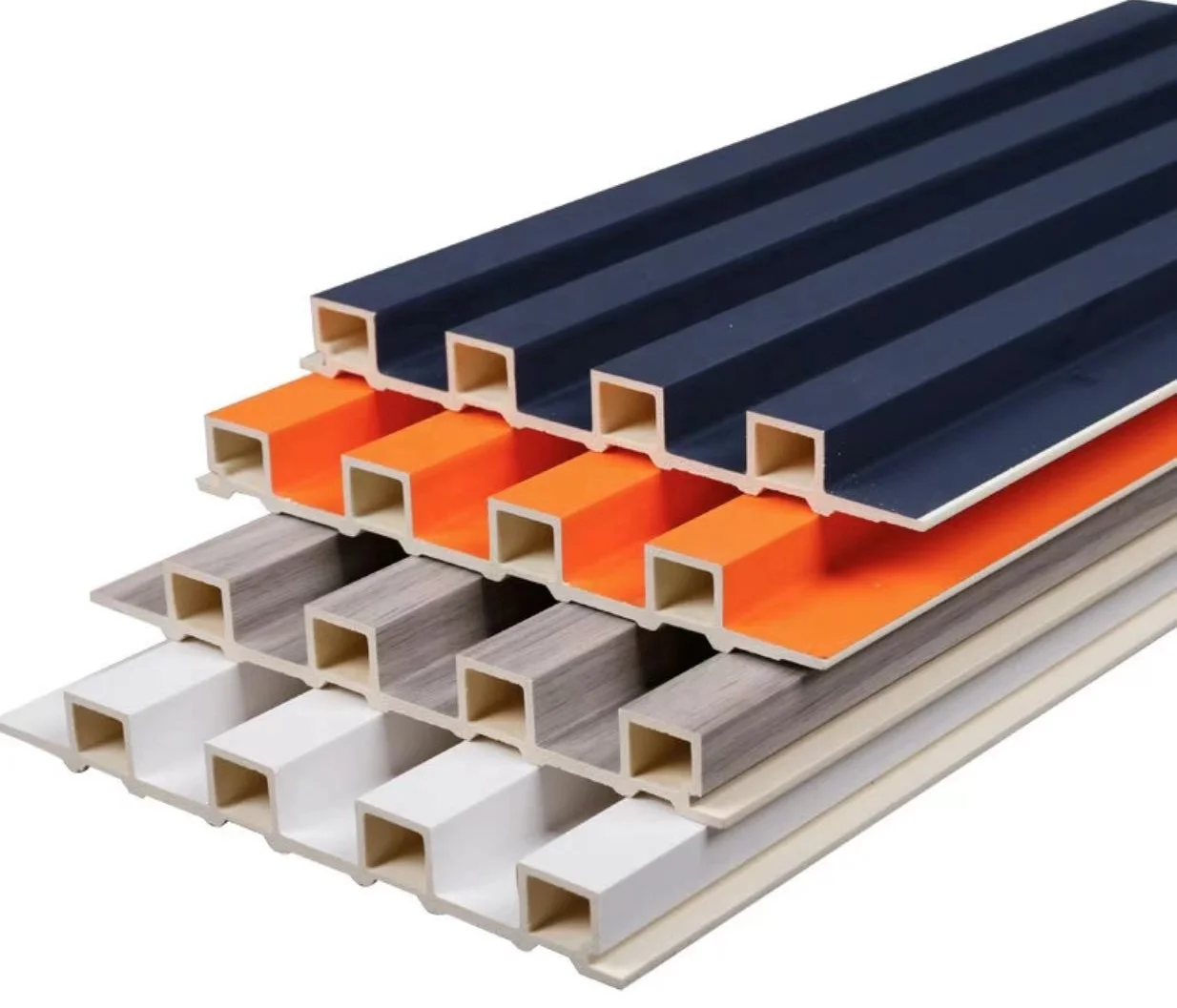 fireproof wpc wooden grain great price interior 3d slat plastic composite pvc wall decoration panel de pared fluted board.