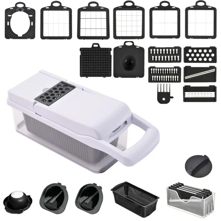 22 1 Kitchen Multifunctional Steel Mandoline Vegetable Slicer Hand Operated Manual Salad Food Onion Cutter Chopper PP Tool