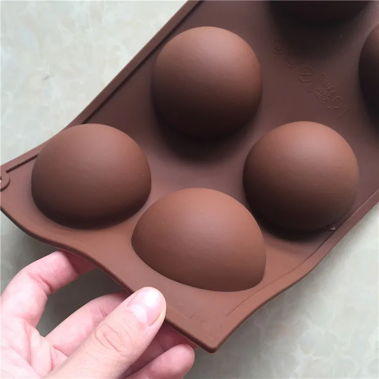 Food Grade  Approved Wholesale 6 Cavities Big 70mm Half Sphere Baking Mold Silicone Cake Mold