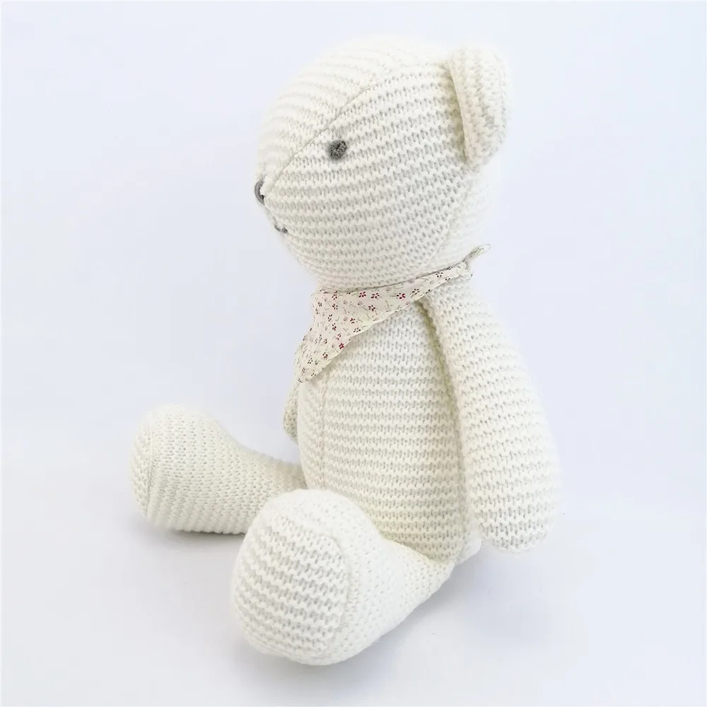 New Style Stuffed Customized Teddy Knitted Bear  Bear with Scarf Soft Cute Plush Toy Bear Custom Color Plush Animal Toy