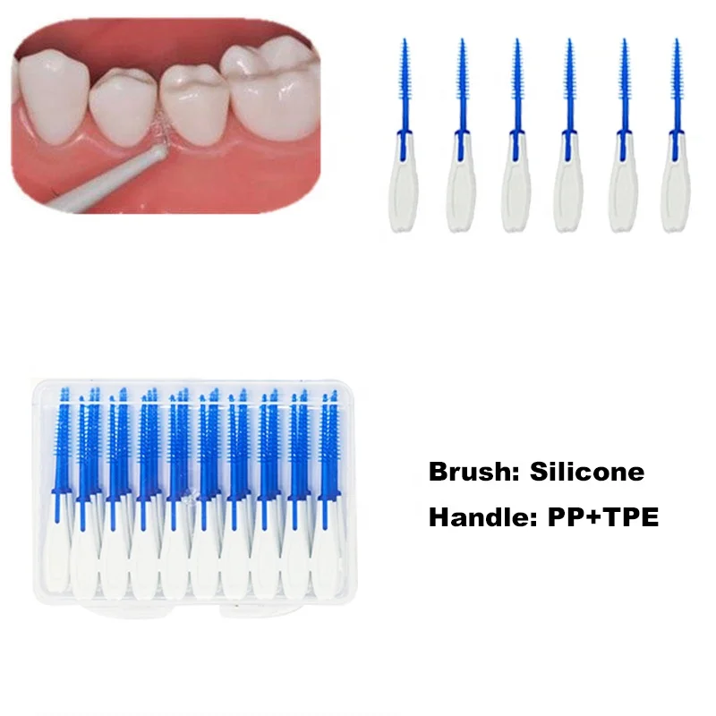 Richsource TPE Rubber Soft Picks Rubber interdental brush Oral Interdental Toothbrush Dental Floss Brush
