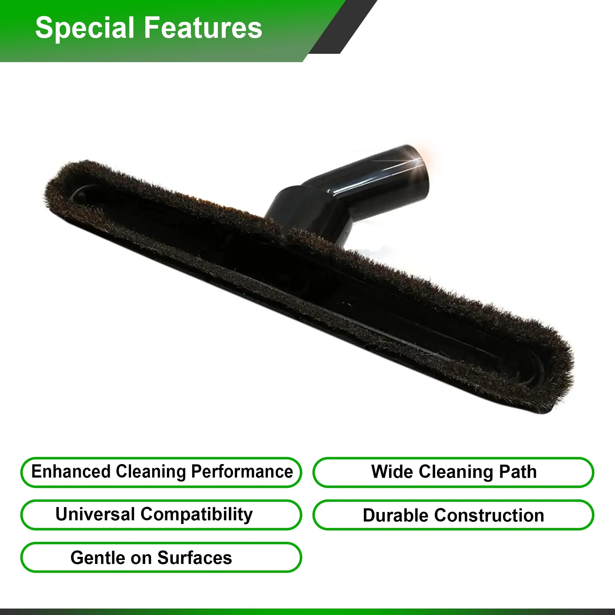 Vacuum Floor Brush for Universal Vacuum Cleaners with 1.25inch 32mm Inner Diameter with Horse Hair Soft Bristles 10 inch Wide