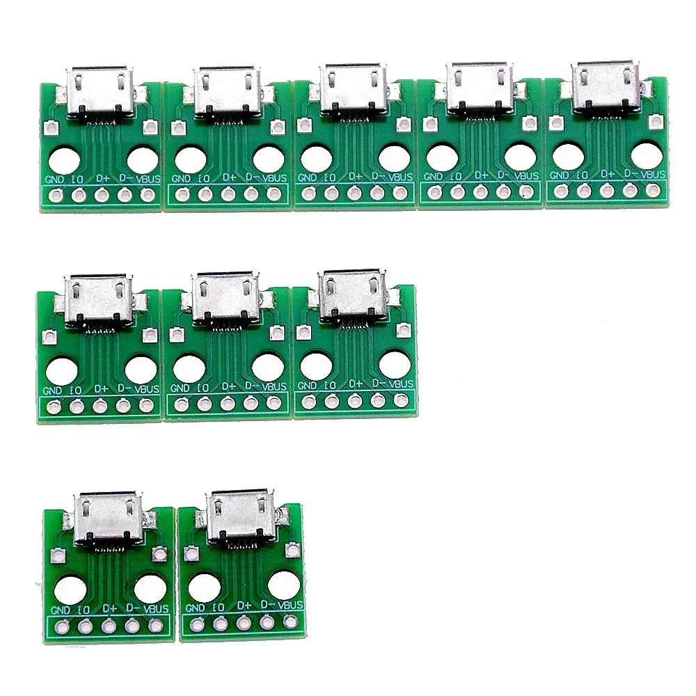 10PCS MICRO USB To DIP Adapter 5pin Female Connector B Type PCB Converter Breadboard Switch Board SMT Mother