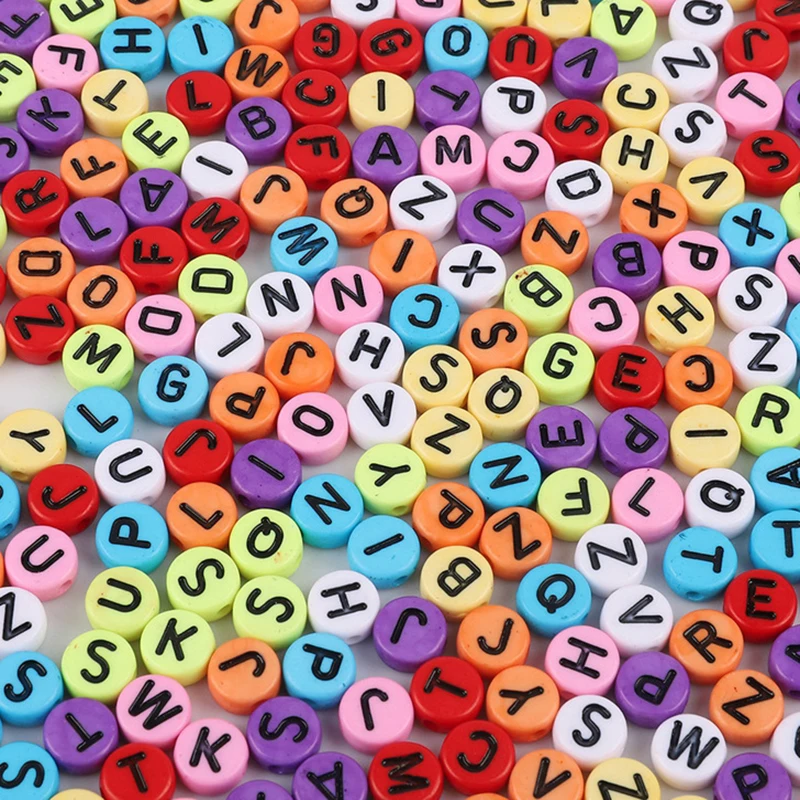 Mixed English Letter Acrylic Beads 4*7mm Alphabet Number Beads DIY Jewelry Making Supplies 100pcs/bag