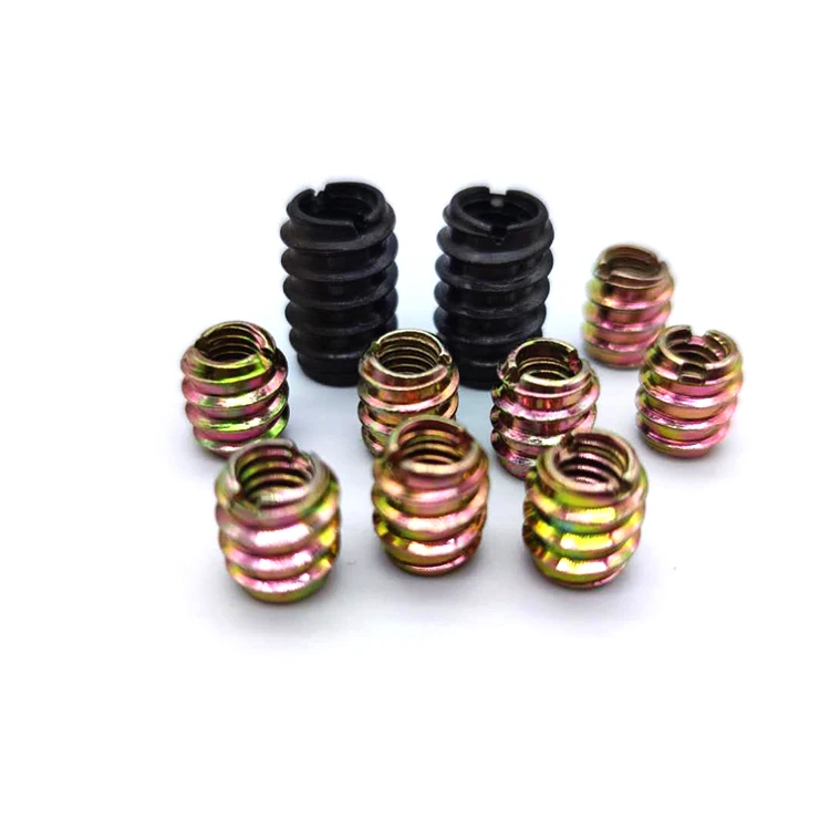 M6 M8 Brass Galvanized Steel Slotted Wood Threaded Insert Nuts For Furniture