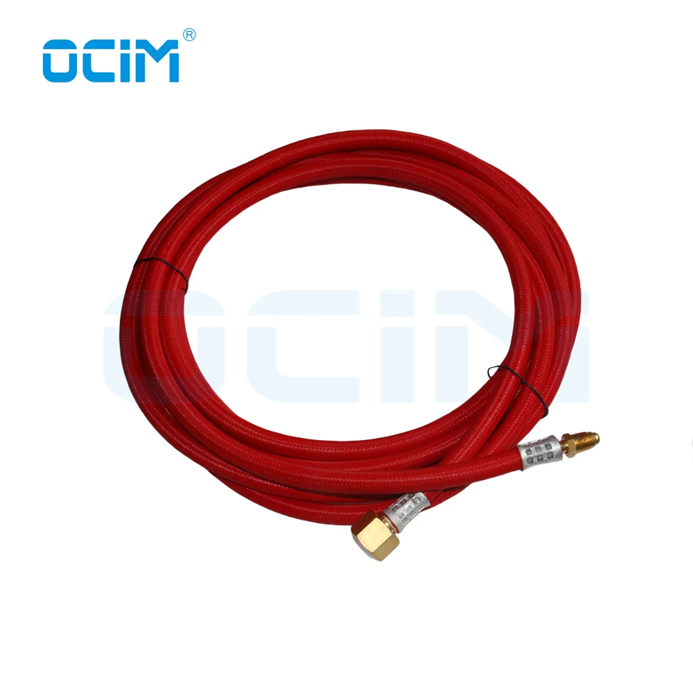 Tig Welding Cable Red Soft Hose 4M Front Connector 3/8-24 Tail Joint M16*1.5 For WP9 WP17 Torch Head