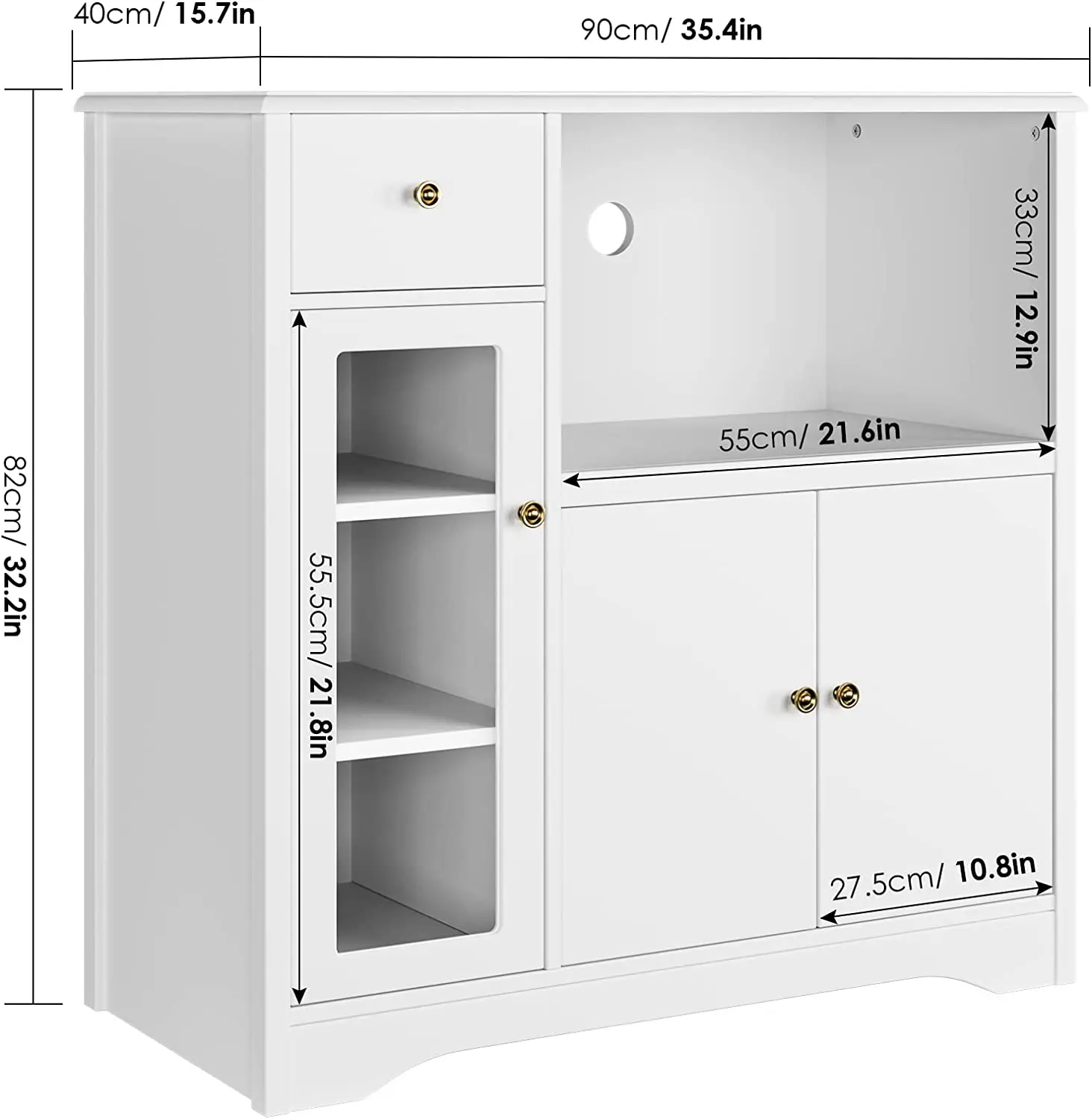 Kitchen Storage Hutch Sideboard  with Drawer and Doors Floor Standing Buffet Server Kitchen Cabinet for Dining Room