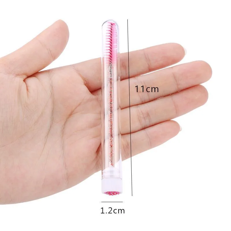 Wholesale Glitter Eyelash Extension Comb Wands Plastic Tube Mascara Wands Applicators Brush Custom Rhinestone Lash Brush