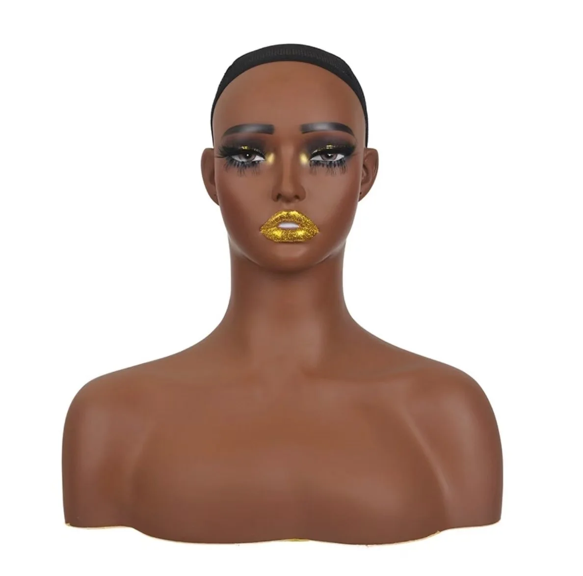 Realistic Pvc Mannequin Head With Shoulders African American PVC Mannequin head with makeup