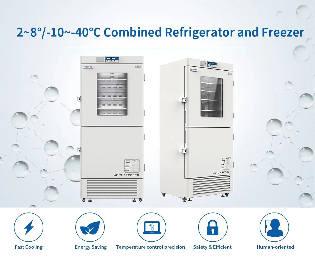 Hot Sales Meling Intelligent Automatic Defrost 2~8/-10~-40 Noiseless Lab Refrigerator and Freezer with Access Port