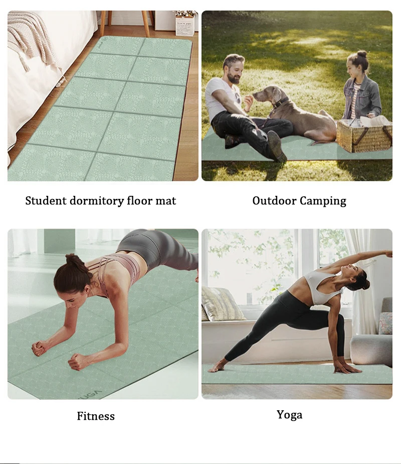 Eco - Friendly Tpe Non Slip Folding Pilates Mat Travel Fitness Foldable Yoga Mat