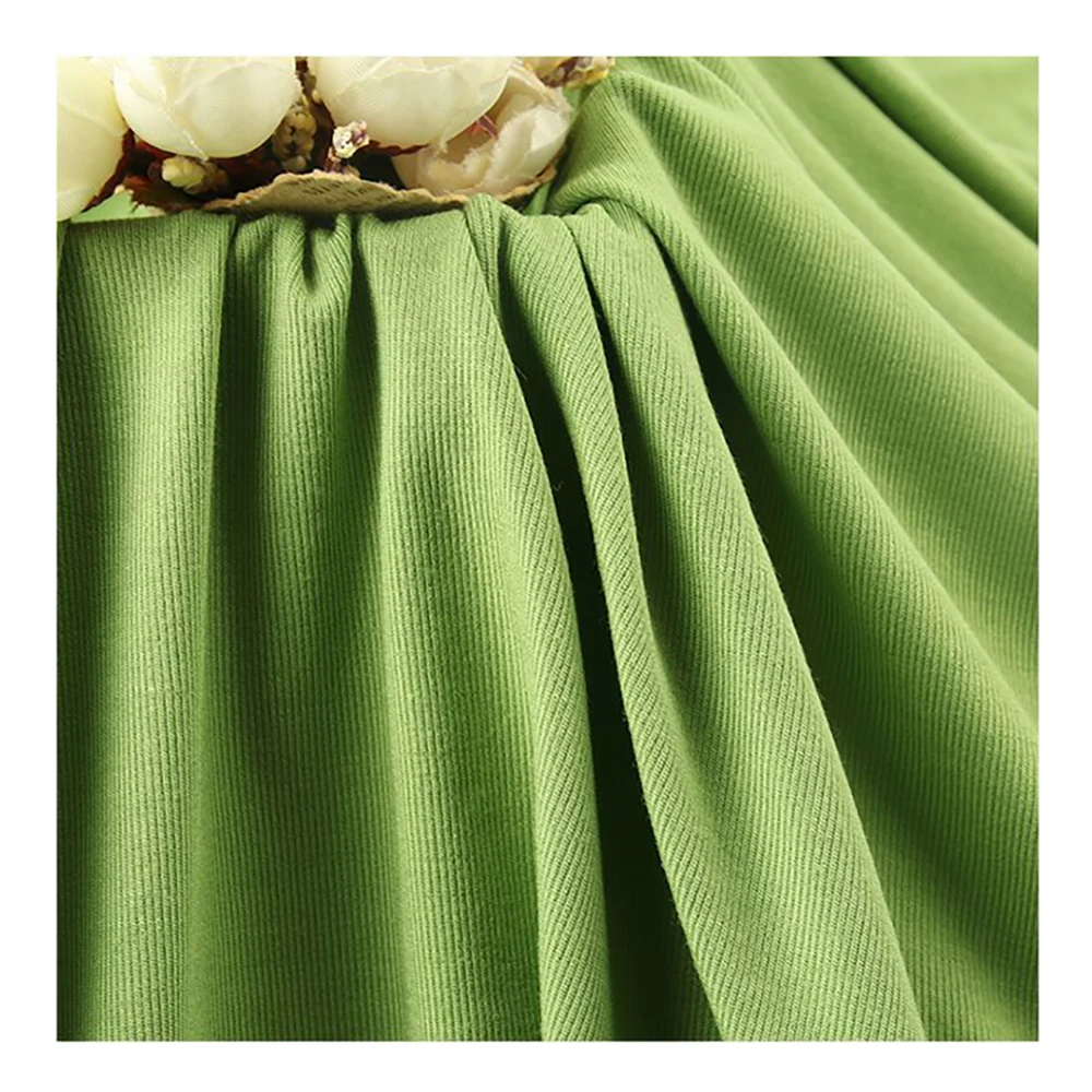 
 Экологичная Мягкая дышащая ткань 50s из бамбукового спандекса, однотонная окрашенная бамбуковая трикотажная ткань в рубчик 1x1 для рубашки  