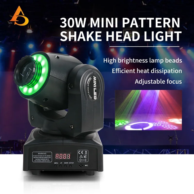 AicPose 30W Mini Pattern Swinging Head Lamp With Aperture For DJ Party Disco Wedding