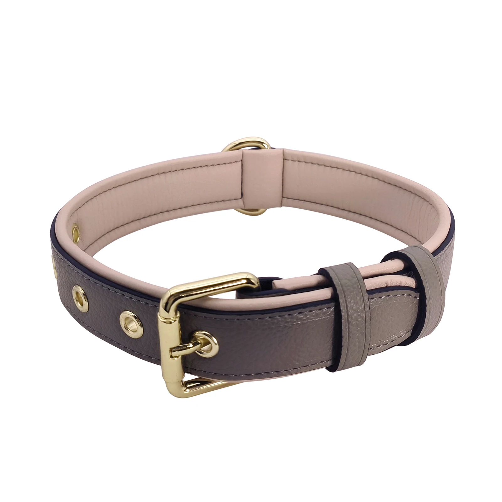 High quality two-color pet collar Design AirTag Dog Collar letter PU Leather Genuine Leather Dog Collar