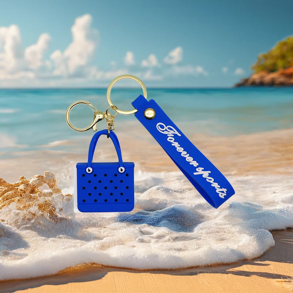 Hot sales Beach Hole bag 3D bag pendant Keychain PVC Silicone Bag Pendant Keychain Silicone Keychain Gifts