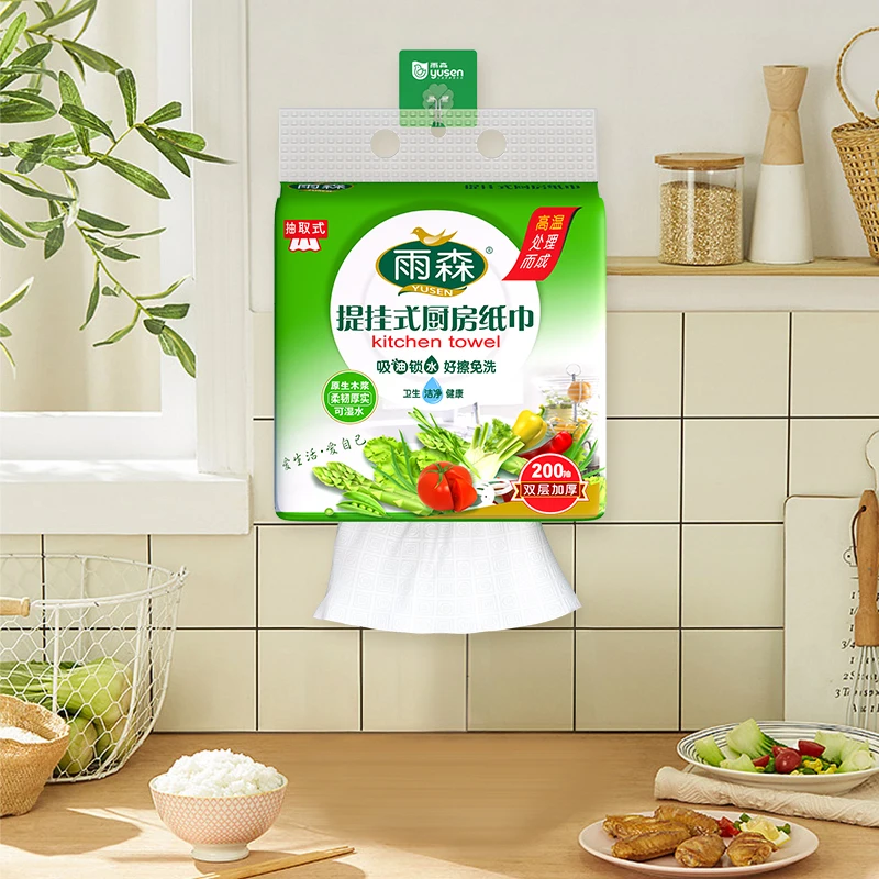 Wall-mounted design hanging tissue/paper towel factory direct price oil absorb Disposable kitchen cleaning tissue Paper