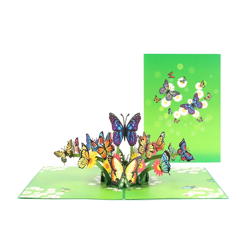 Gift Paper 3D Greeting Card Custom Animal Theme Butterfly Pop Up Cards