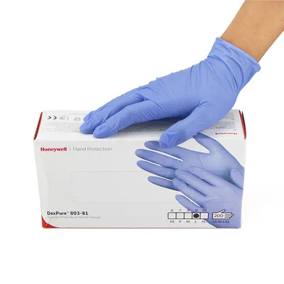 Honey well 4580381 Waterproof textured-fingertip free powder blue dispos able nitral hand glove nitrile rubber gloves