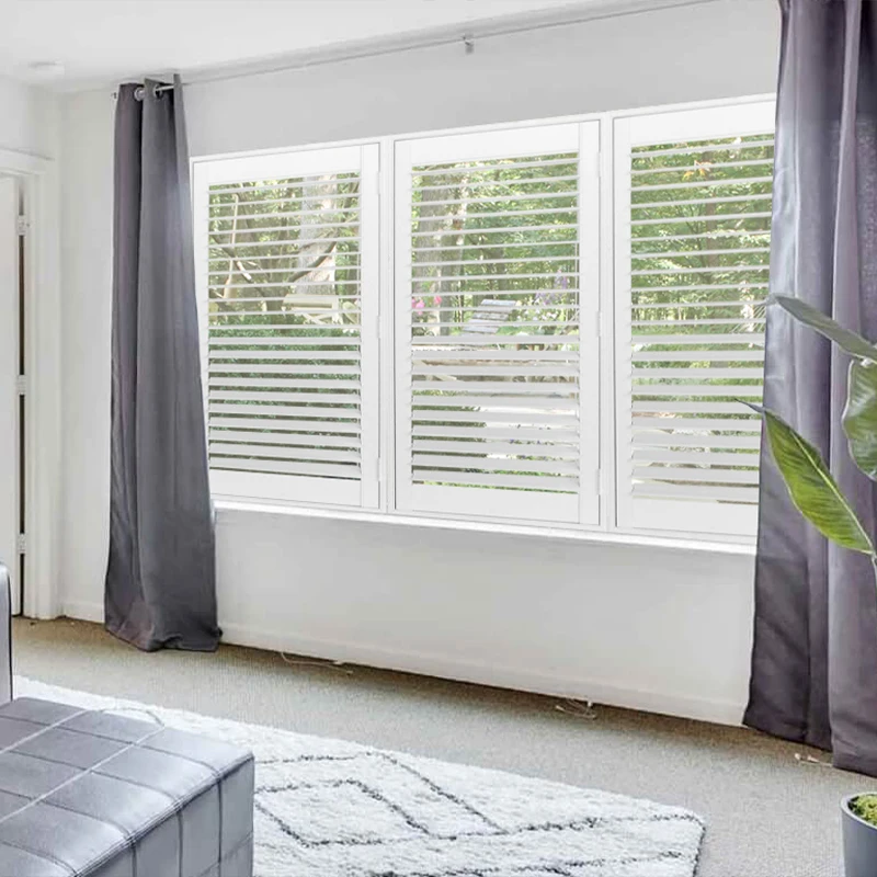 Interior plastic shutter PVC finish shutters parts plantation shutter