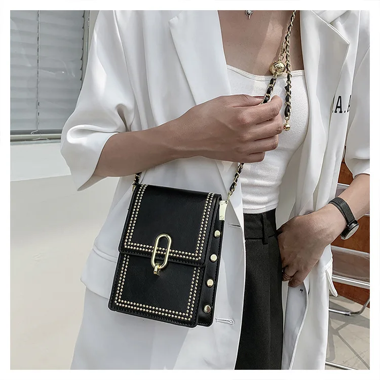 2023 High Quality Fashion New Design Rivet Purses Luxury Ladies Handbag Set Women Genuine Leather Chain Shoulder Bag