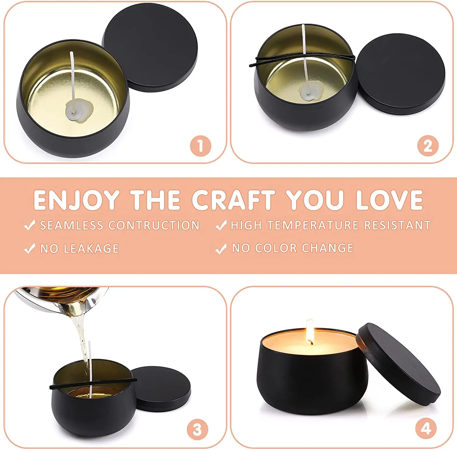 Wholesale Cheap Tinplate Round Shape Storage Jar White Black Gold Red Green 8oz Metal Candle Container Tin For Candles Making