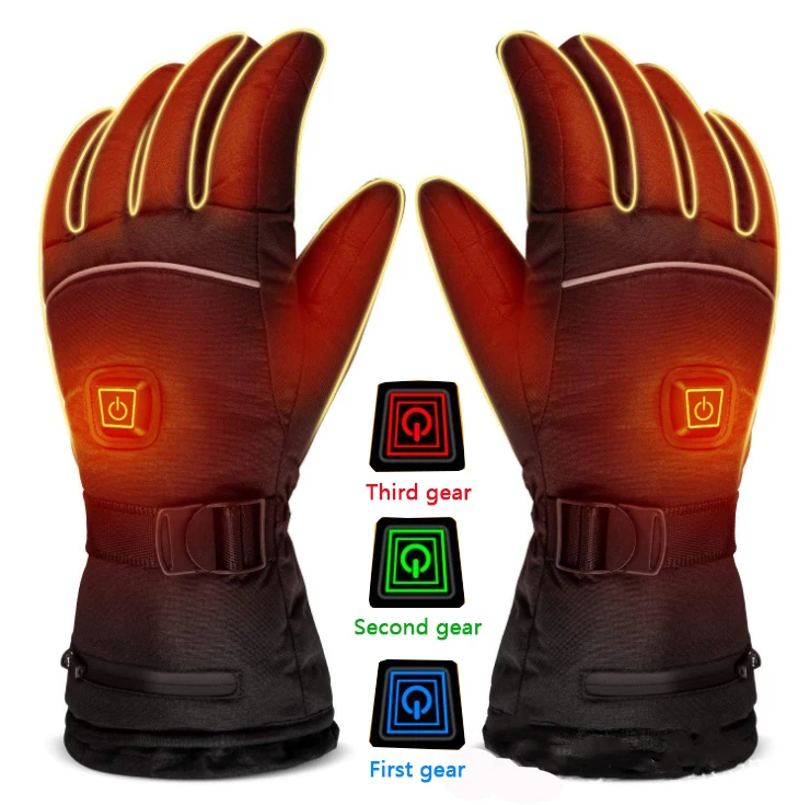 
Rechargeable battery USB waterproof heating ski gloves manufacturer custom touch screen winter heated long mittens gloves 