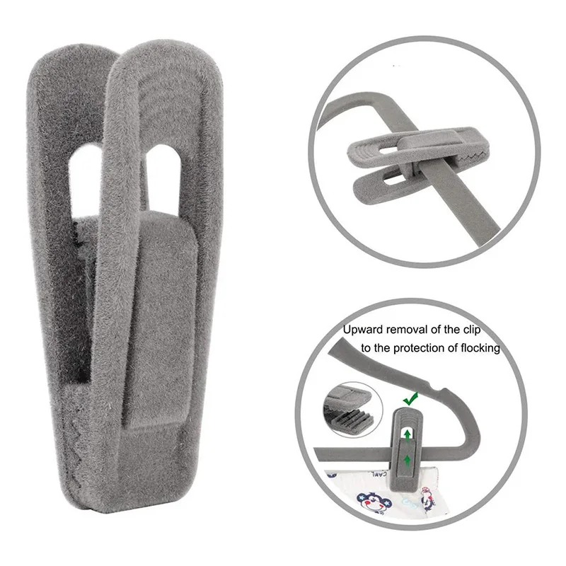 Velvet Hangers Clips 20 Pack, Grey Pants Hangers flocked Clips, Strong Finger Clips Perfect for clothespin