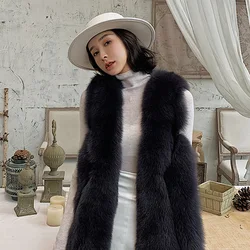 Factory wholesale custom spot Fashion winter fur fox coat luxury fur coat white genuine coat fox Fur Vest For Women