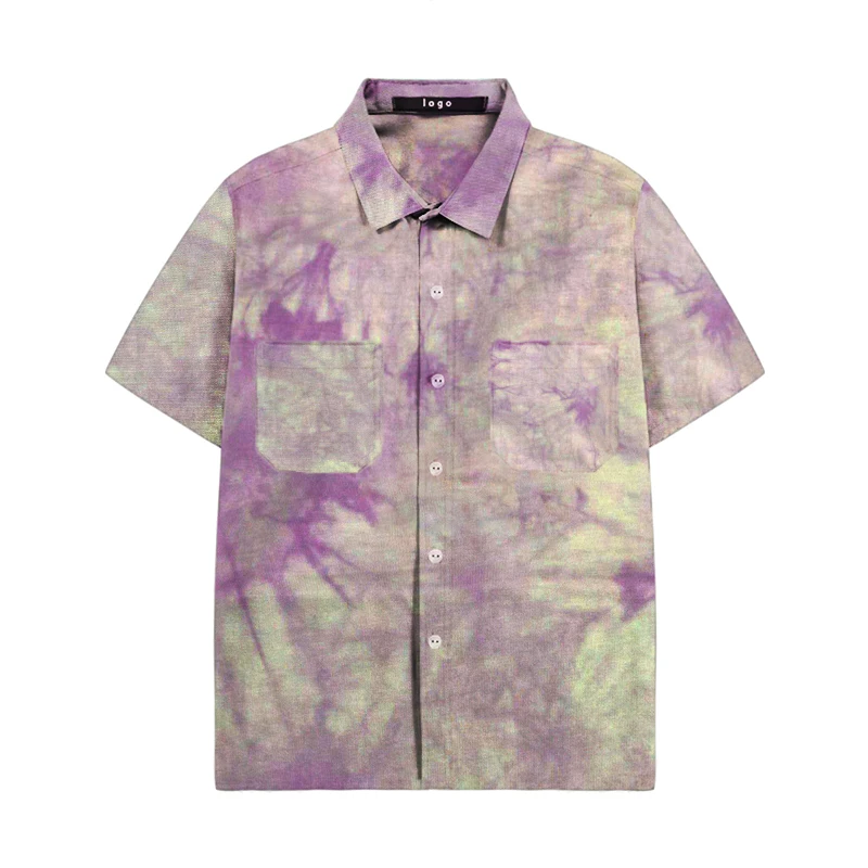 Tie Dye DIY Custom Colors Buttons Rayon Fabric Good Hang Feeling Casual Wear Hawaiian Shirts