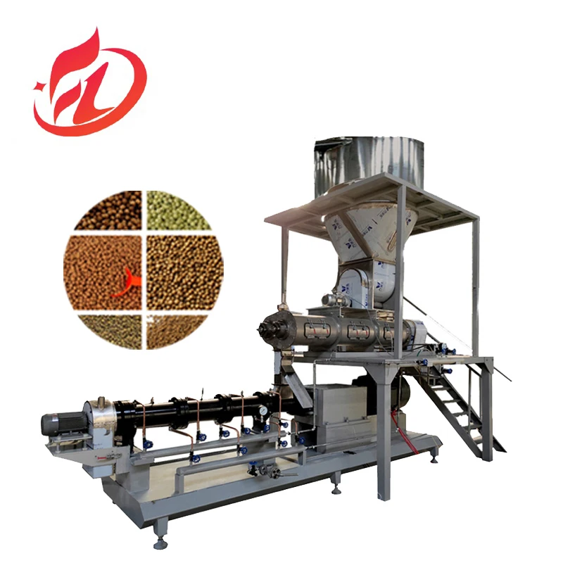 Professional Full Automatic Floating And Sinking Fish Feed Production Line Twin Screw Extruder Pet Food Making Machine