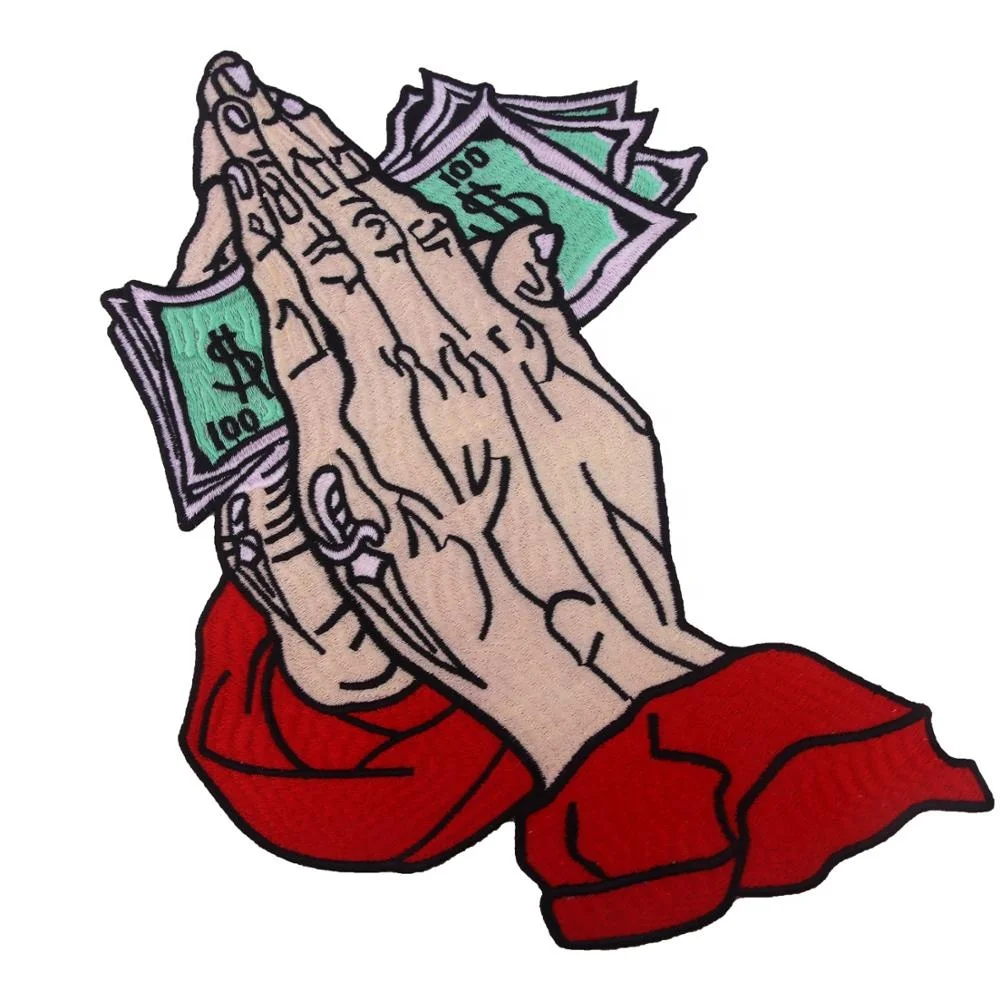 
GUGUTREE embroidery money patch,hand patches hands badges dollars appliques for clothing JW-2010272 