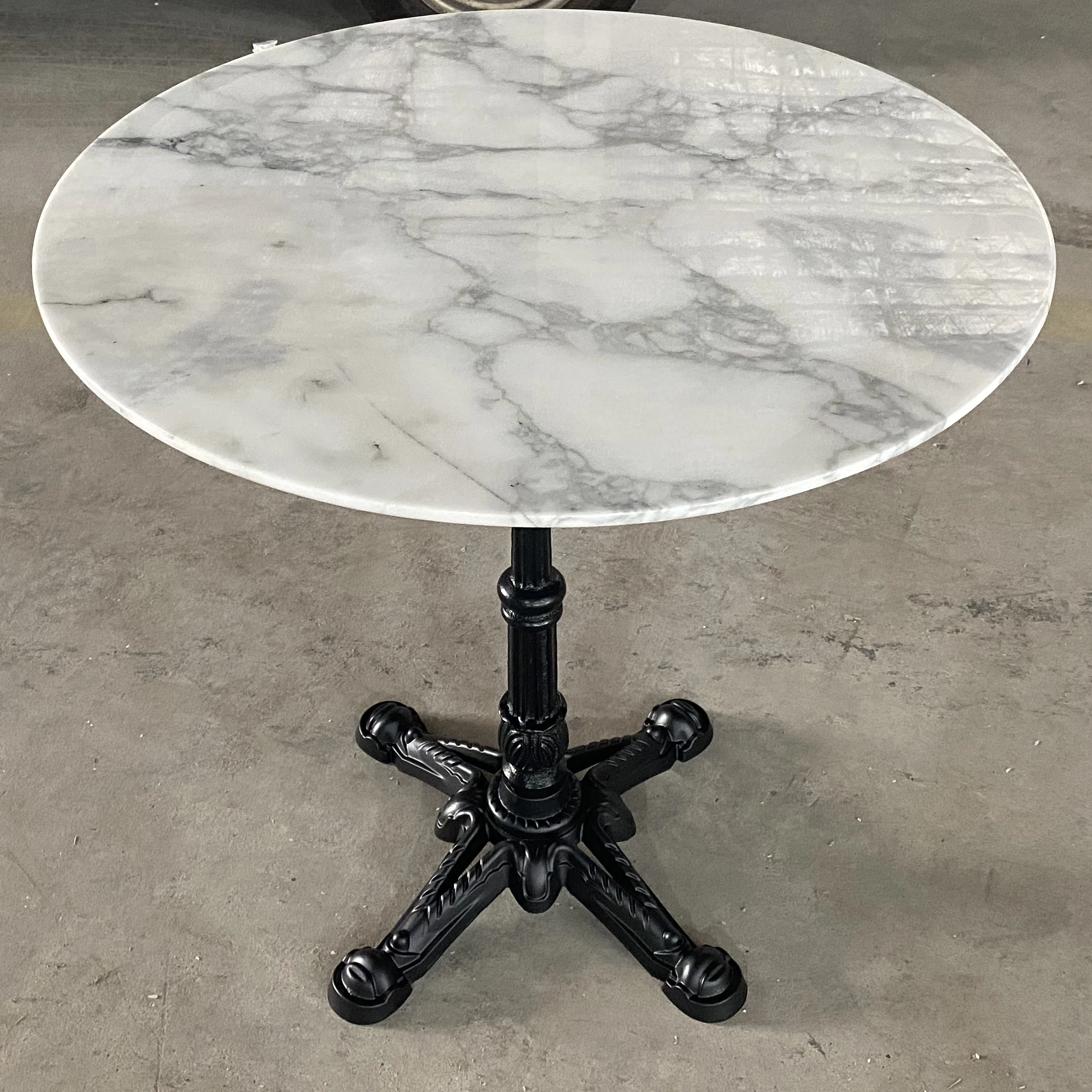 Modern Sintered Stone Basse Travertin Coffee Cafe Table Bar 4 Seater Round Single Leg Dining Table Travertine Restaurant Table