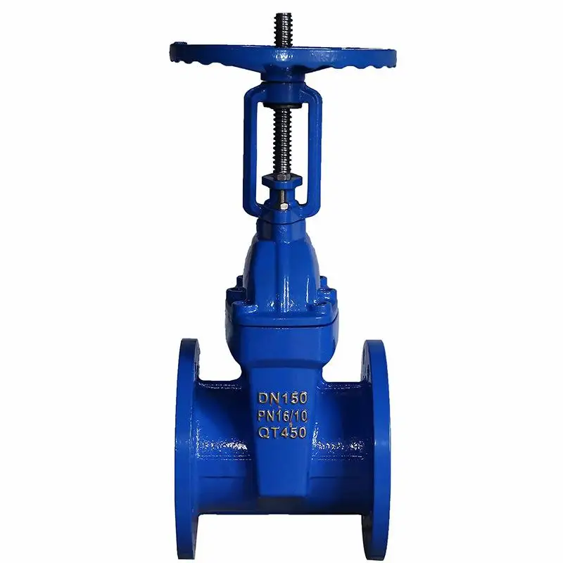 Manual turbo risk-free opening stem PN16 DN150 hard seal resilient seat cast iron flanged gate valve