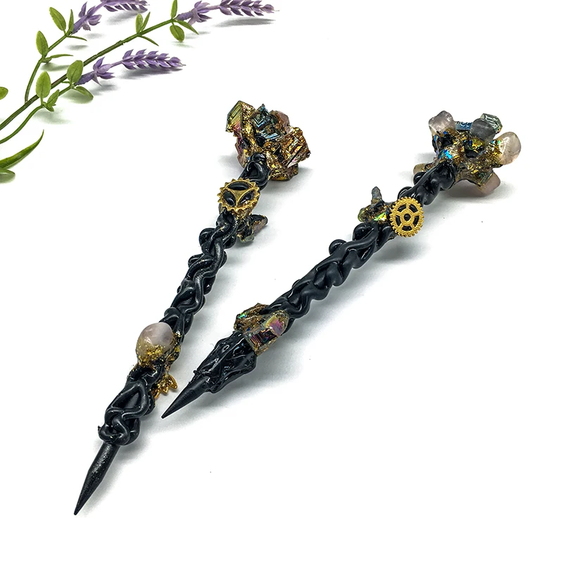 Hot Sale Natural Obsidian bismuth Magic sticker Healing Stone Point high quality butterfly Crystal Wands for home decoration