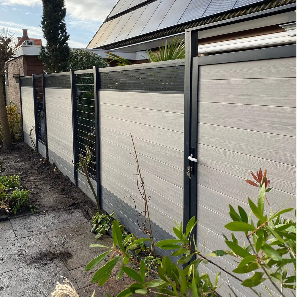 All weather co-extrusion wood grain surface plastic fluted outdoor wpc Outdoor composite fence