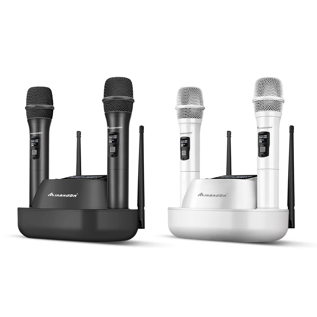 Профессиональный портативный UHF беспроводной караоке-микрофон HIFI самозаряжающийся двухручной микрофон микрофоны