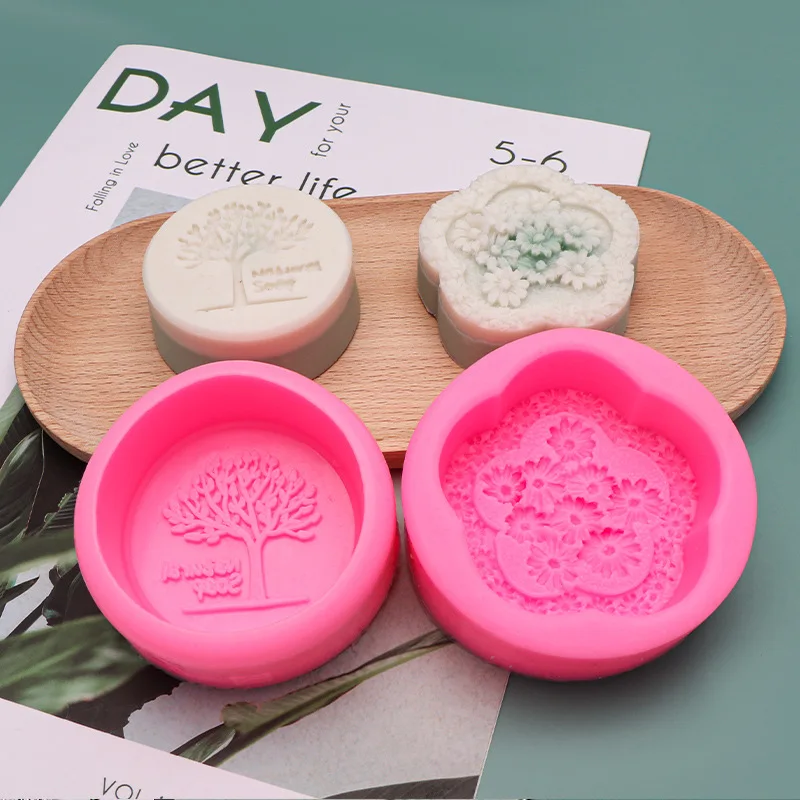 Wholesale Tree Shaped Soap Making Machine Round Soap Silicone Mold Fondant Cake Decoration Baking DIY Candle Molds